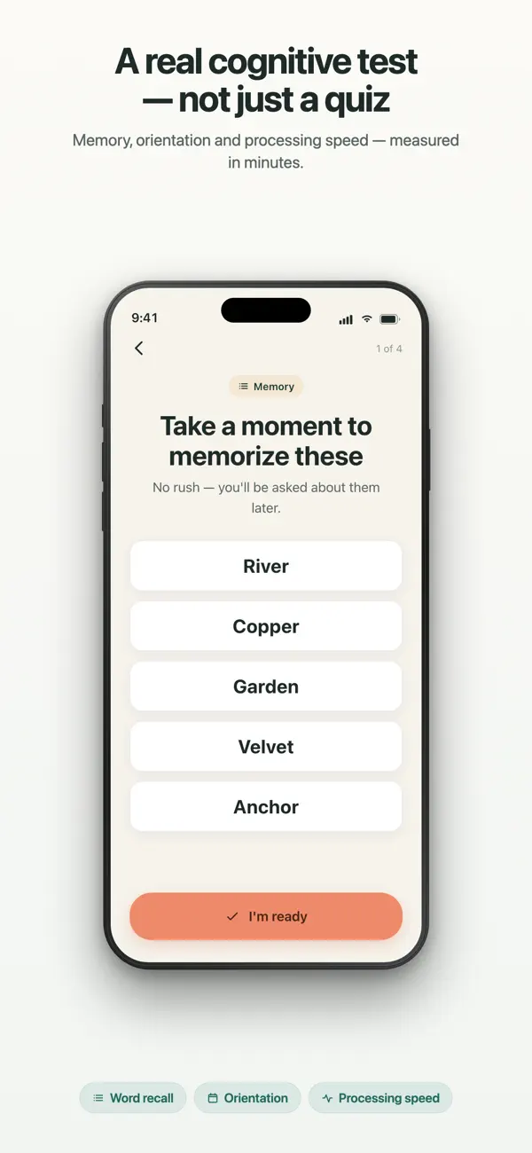 NeuroAge check introduction screen